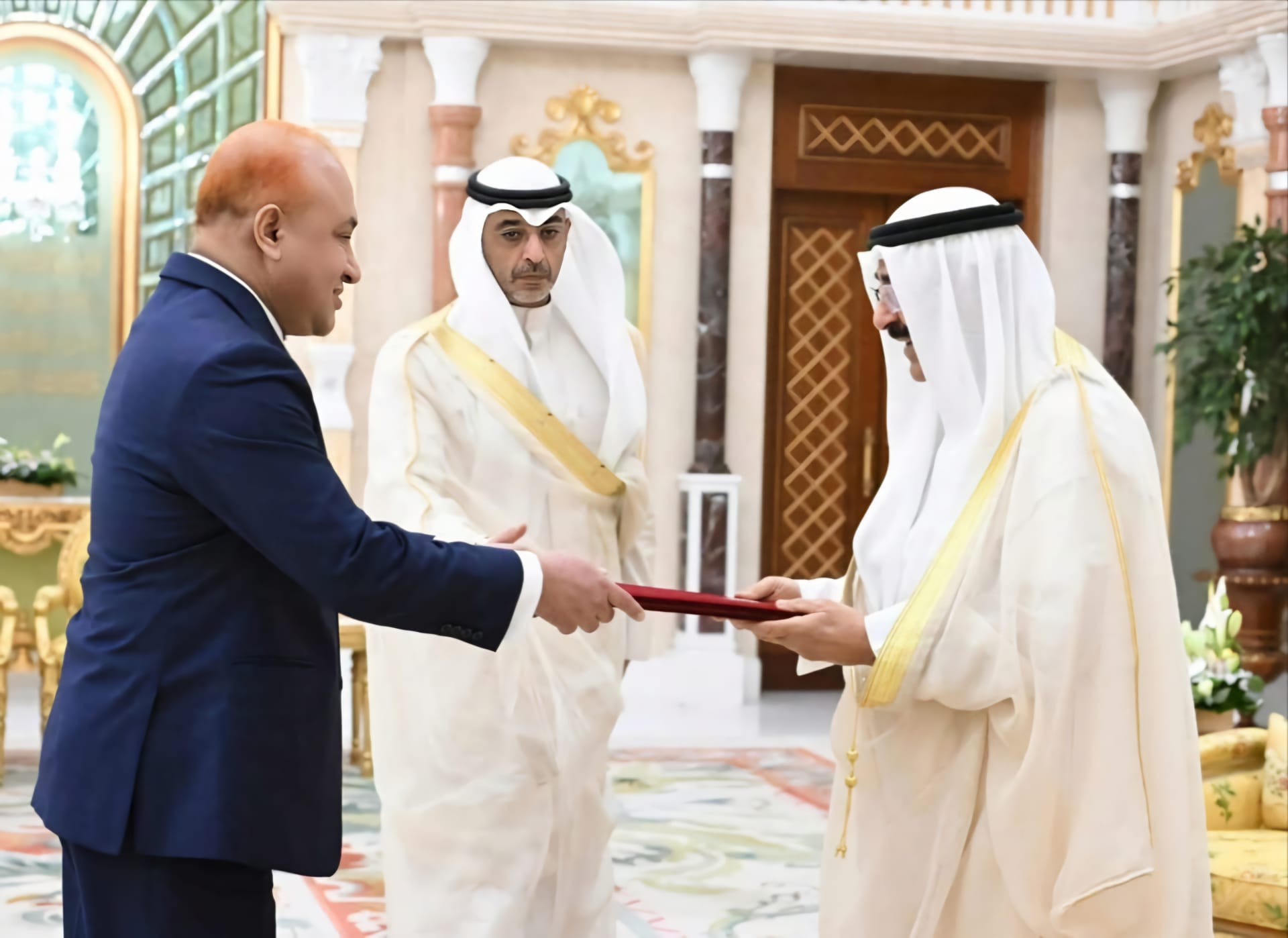 On 08 October 2024, H.E. the Ambassador of Bangladesh to Kuwait MajorvGeneral Syed Tareq Hussain, OSP, awc, psc handed over his Credentials to His Highness the Amir of Kuwait at Al Bayan Palace